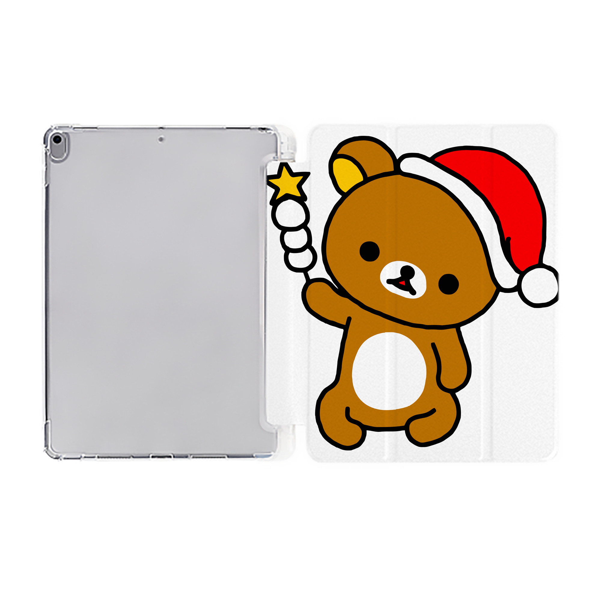 （画像用） リラックマ リラックマ キイロイトリ Rilakkuma Korilakkuma Kiiroitori IPad ケース ペン収納付き 三つ折りスタンド PUレザー×シリコン 対応機種9.5/10.5/10.9インチ